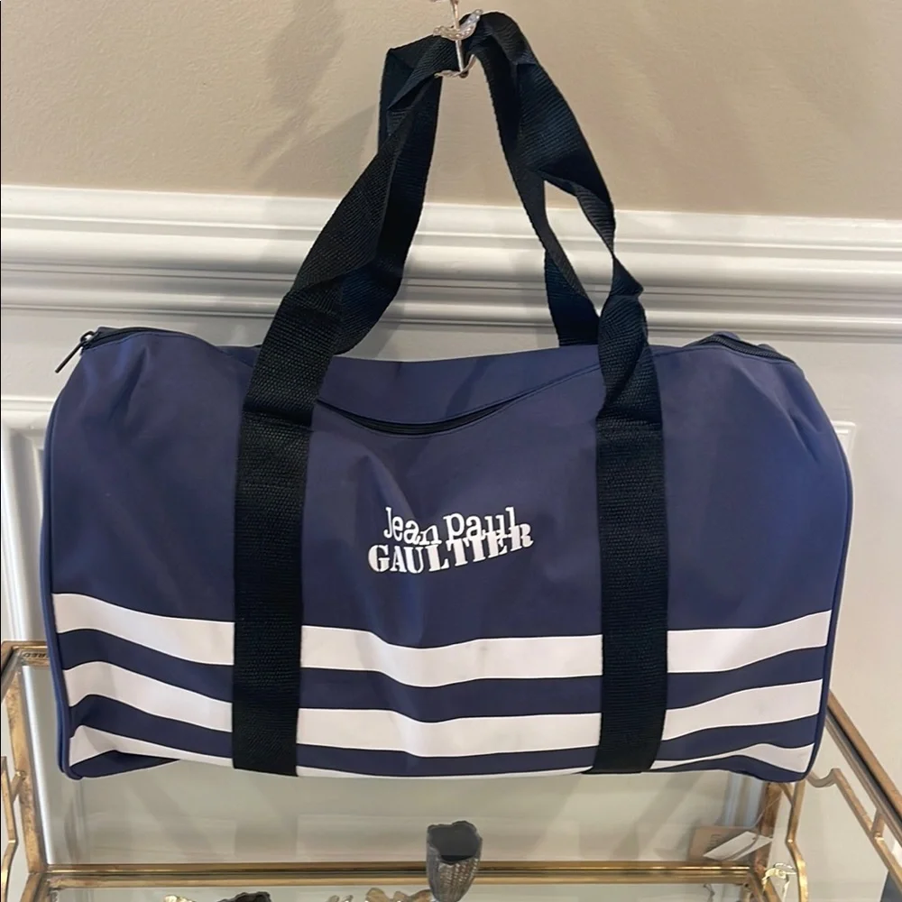 Jean Paul Gaultier Navy and White Duffel Bag